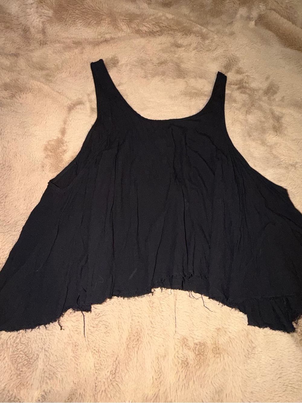 Black Flowy Cropped Tank Top